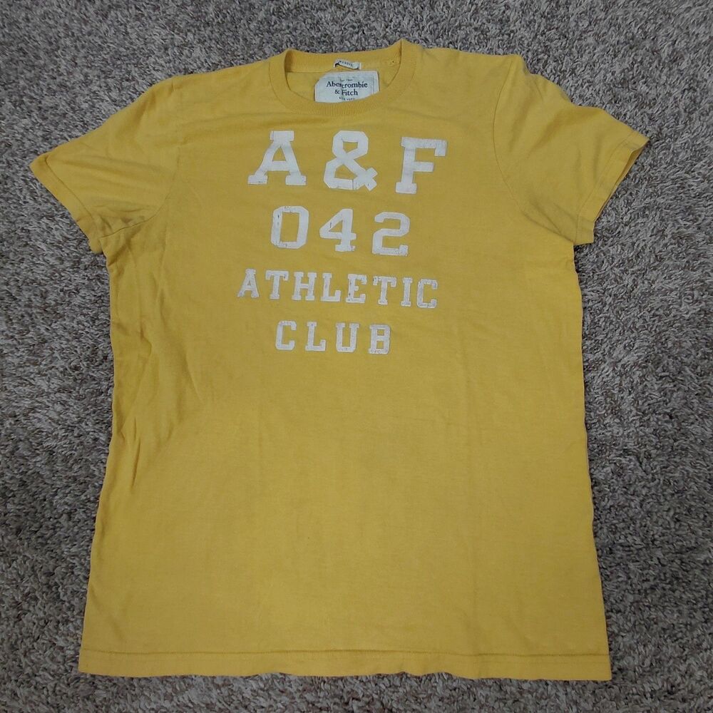 Vintage Y2K Abercrombie & Fitch Muscle Fit T-Shirt Mens XL Yellow Graphoc Tee